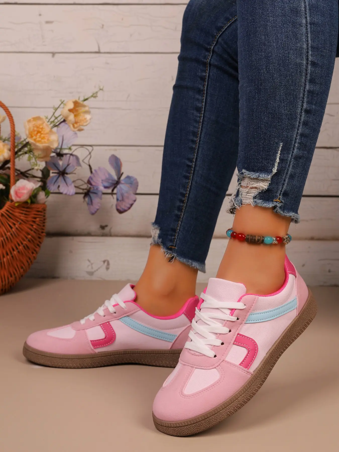 Women's Casual Sports Shoes, College Style Board Sneakers, Colorblock Sneakers, Lightweight Anti-Slip Durable, Essential for All Seasons, Student Must-Have