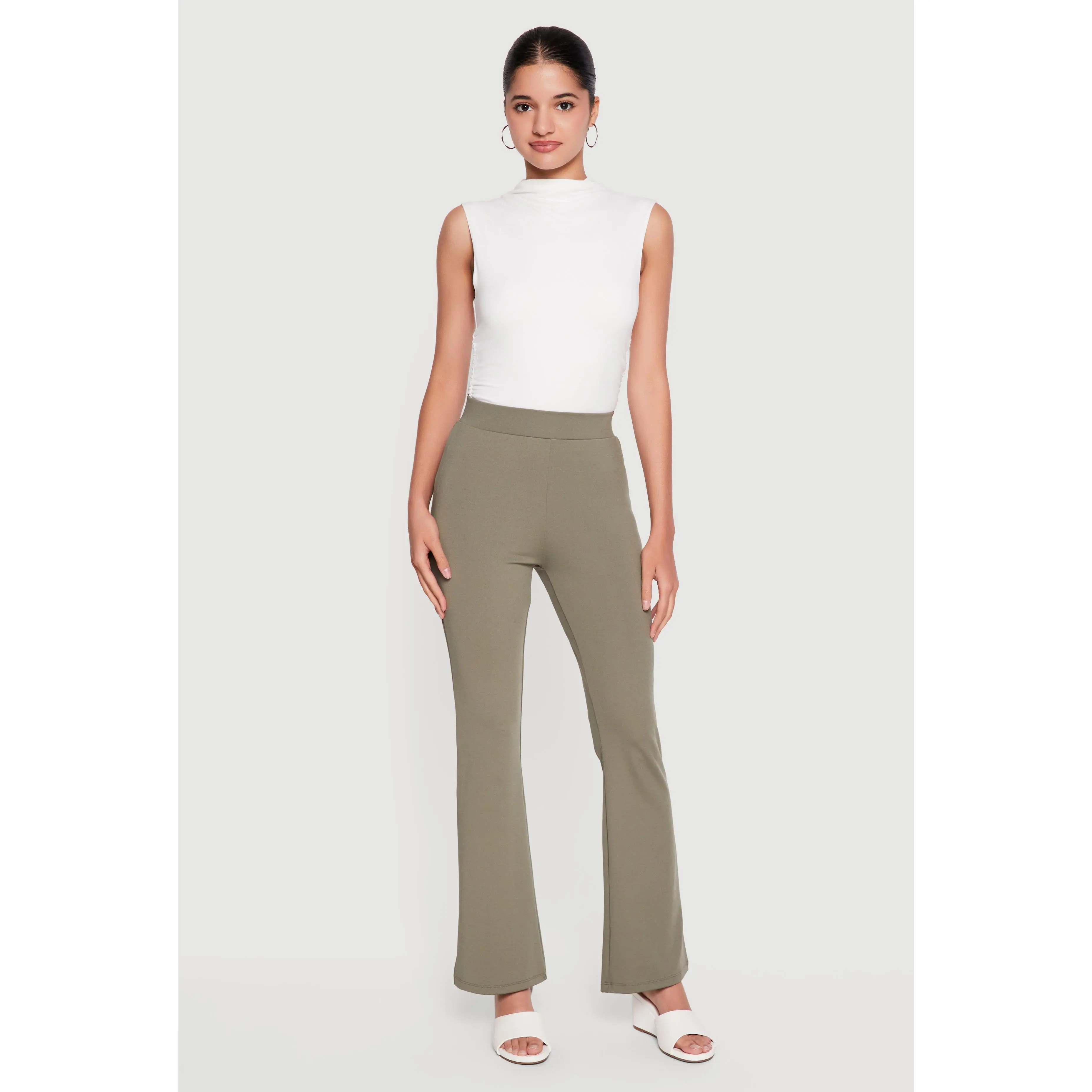 High Waisted Boot Cut Pull On Pants