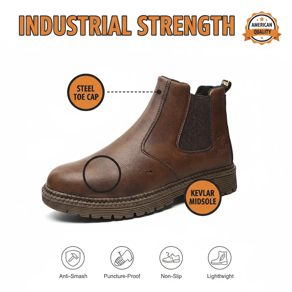 Unisex Slip-On Safety Clogs, Round Toe Waterproof Work Shoes for Women, Anti-Slip, Smash-Proof & Puncture-Proof for Kitchen & Outdoor