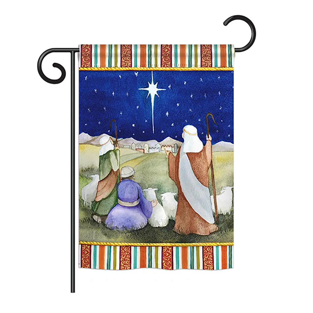 Breeze Decor BD-NT-G-114215-IP-BO-DS02-US 13 x 18.5 in. Seasonal Nativity Impressions Decorative Vertical Garden Flag - Christmas in Bethlehem Winter