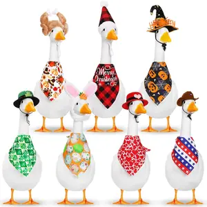 7 Set Holiday Porch Goose Outfits All Seasons Fall Halloween Christmas Lawn Porch Geese Clothes for Goose Garden Patio Yard Lawn Decor(Bandannas)