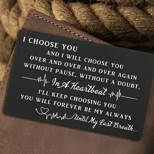 Romantic Anniversary Gift for Groom, Engraved I Choose You Wallet Card, Future Wife Sentimental Present, Perfect Wedding Keepsake