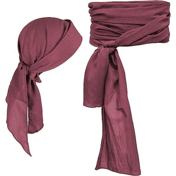 Pirate Costume Accessories - Women & Men Pirate  Scarf Bandana Hat and  Sash Belt for Halloween