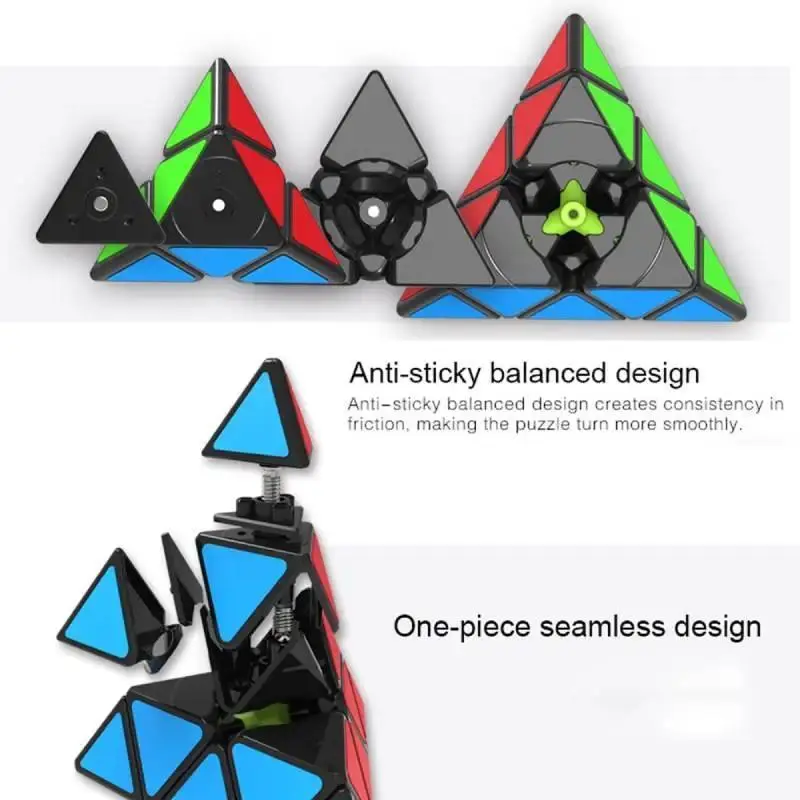 Stickerless 3x3x3 Smooth Pyraminx Speed Cube - Anti-Sticky Concave Design, Eco-Friendly ABS Material, Budget-Friendly Brain Teaser Puzzle Toy for Beginners (Adults & Kids)