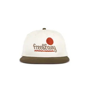 Free & Easy High Summer Two Tone 5 Panel Snapback Hat in Natural & Brown Unisex