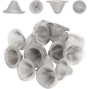 40 Pieces Pipe Screens,1/2 Inch Stainless Steel Bowl Screens Filters Conical Design Metal Filters 0.5 Inch Mini Metal Clean Screen Reusable Filters Self-Adjustable Size Filter, pipe screen filters
