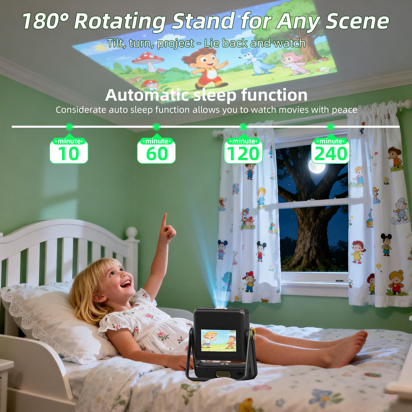 XBJ A5PRO projector, Bluetooth 5.2, 4K/1080P, smart touch screen—suitable for outdoor movies and gaming, home theater, and business presentations; wireless screen mirroring, ideal for camping and similar scenarios.