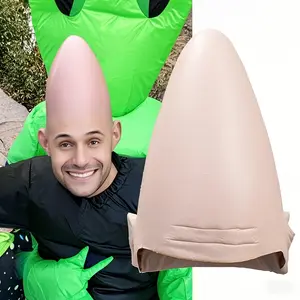 Thick Bald Skin Headdress Funny Comedy Hat Halloween Hairless Skull Egg Shaped Cosplay Hat Carnival Christmas Masquerade Costume Party Props