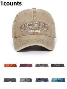 New York Embroidery Adjustable Baseball Cap, Casual Outdoor Sports Hat for Men & Women, Vintage All-match Sun Hat for Daily Wear