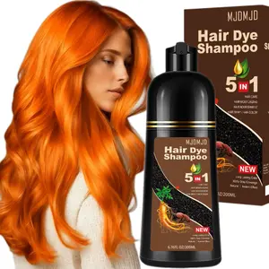 Instant Orange 5 in 1 Hair Dye Shampoo+100% Grey Coverage,Natural Hair Dye，Long Lasting Colors Hair in Minutes-6.76 oz/16.9 oz Haircare Ginseng