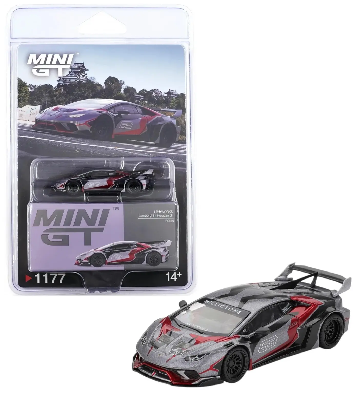 Mini GT 1:64 Lamborghini Huracán GT Ronin LB-Works Grey Diecast Model Car MGT01177, New, Single, Metal