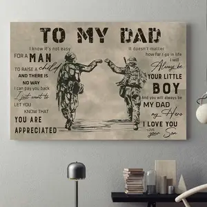 To My Dad – Military Father and Son Poster, Army Appreciation Gift for Dad from Son, Home Decor Gift
