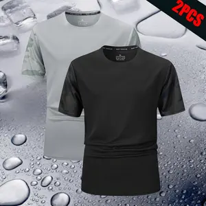 Men's Ice Cool Short Sleeve T-Shirt Set - 2PCS, Sports Casual Camo Sleeves, Quick Dry Breathable, Skin-Friendly, for Commuting, Exercise, Fitness, Outdoor fathersdaygift