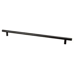 212 MAIN Berenson 320 mm Tempo Round Posts Bar Handle - Black Steel, Smooth Finish