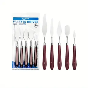 5pcs Palette Knife, Stainless Steel Painting Knife Set, Flexible Spatula Pallet Knife, Metal Artist Knives, Oil Painting Accessories Color Mixing Scraper for Oil, Canvas, Acrylic Painting, Art Materials