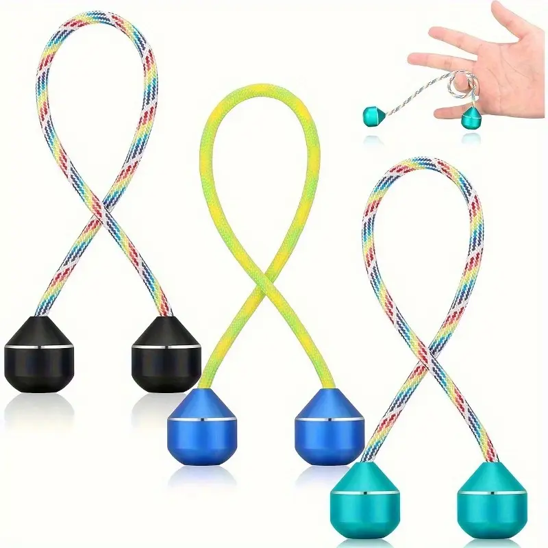 One aluminum alloy finger yo-yo with 2 beads and string - a great toy for adults to relax their hands and improve dexterity, a fun holiday gift (string color may vary).