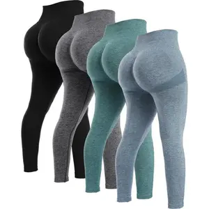 Orangeskid4PieceButtLiftingWorkoutLeggingsforWomen,SeamlessGymScrunchBootyLiftingSets