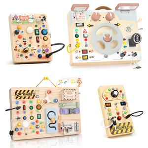 Joyreal Busy Board, Montessori Toys, Wooden Busy Board with LED Light Up Switch,  Learning Sensory Travel Toys, Valentine's Day Gifts Idea for Kids, #SummerVibes