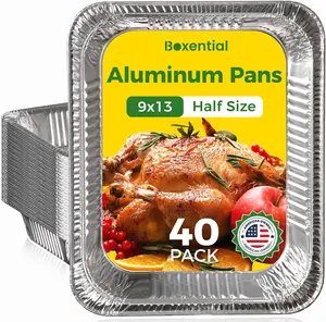 9x13 Aluminum Pans [40 Pack], Extra Heavy Duty Half Size Disposable Aluminum Foil Pans, Deep Baking Pans for Cooking, Roasting, Heating, and Steam Tables