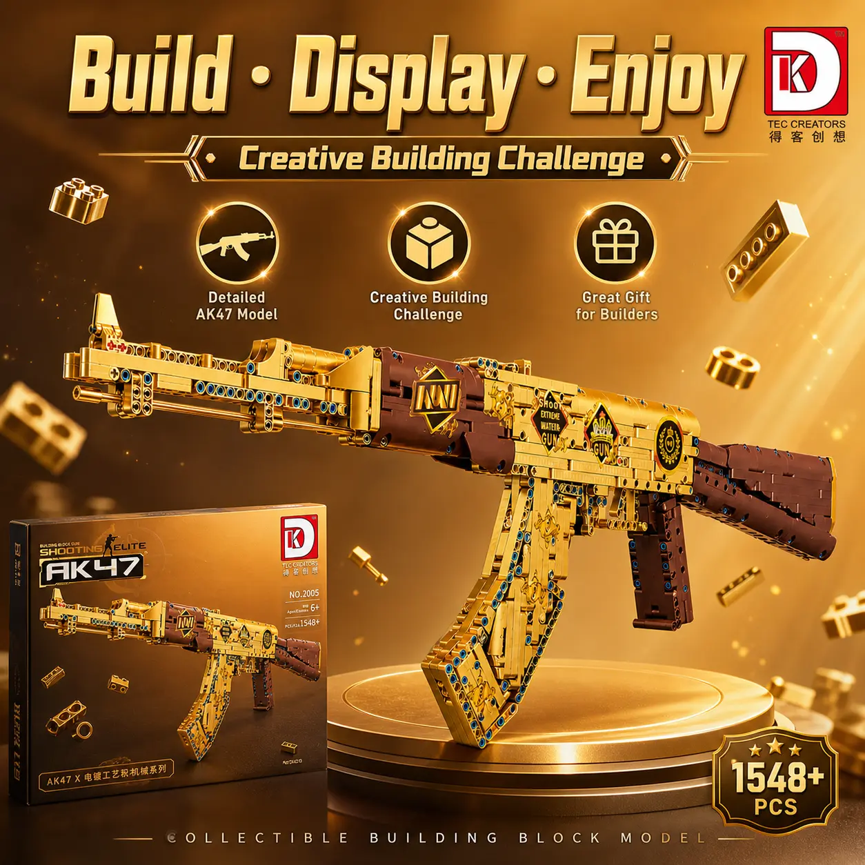 35in Jurassic Theme Building Block Gun Set (1,548 Pieces) – STEM DIY Build Toy, Tactical Cooperative Creative Play, Building Block Sets for Ages 12+, Outdoor Team Activity Enthusiasts, Halloween/Christmas Gift