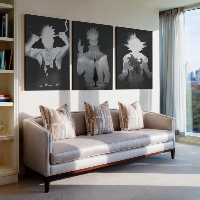 Anime Art, Classic Characters SET of 3 Canvas / Print / Framed, DBZ, Naruto, JJK