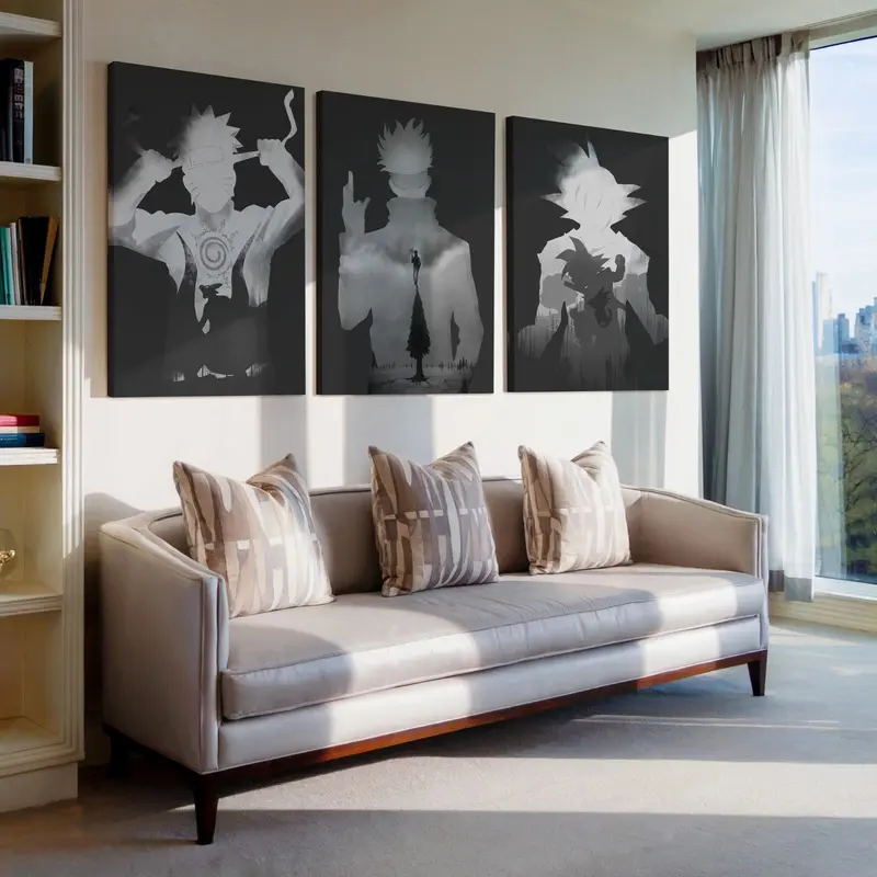 Anime Art, Classic Characters SET of 3 Canvas / Print / Framed, DBZ, Naruto, JJK