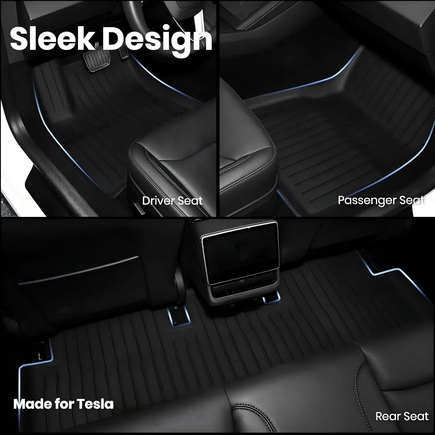 For Tesla Model Y Juniper 2025 2026 TPE Floor Mats Trunk Liner All Weather Extra Thick Front Rear Row Floor Liners Cargo Mat Full Set for Model 3 Y 5 Seater