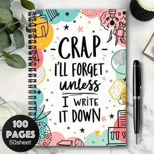 100 Page Spiral, Spiral Bound Notepad, Cover Features Inspirational Quote, Perfect for Notes & Journaling, Durable Design, Ideal Gift Choice