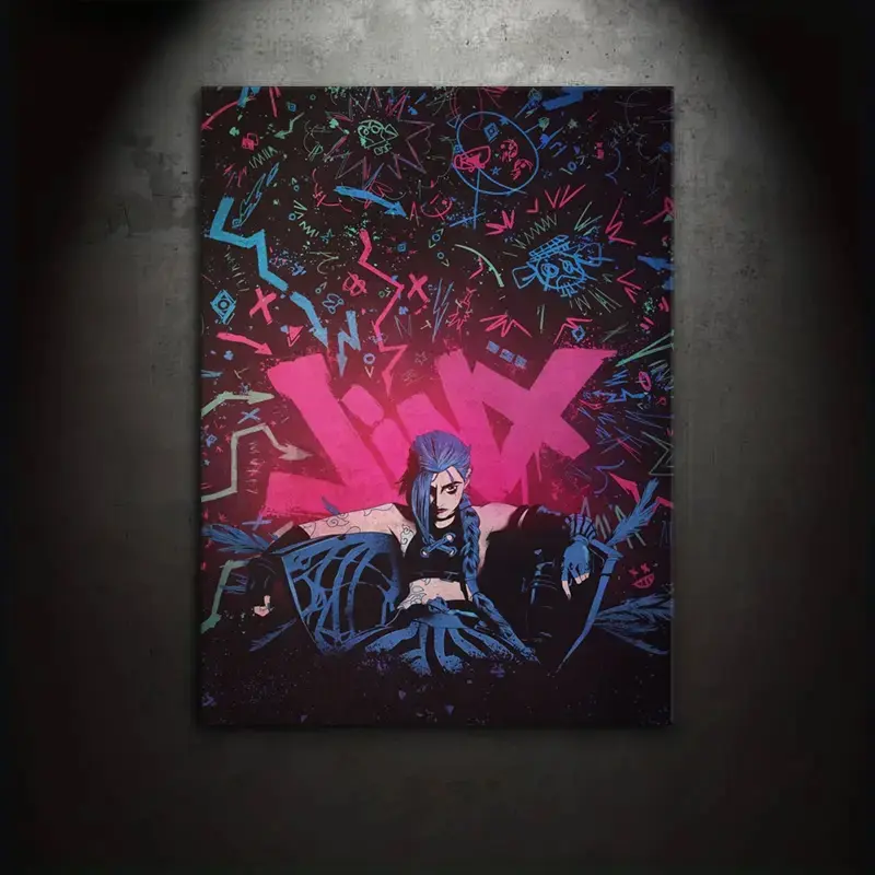 1 piece/set canvas painting and printing poster, classic graffiti art, Modern art design, Arcane I am Jinx.A gift for video game enthusiasts, ideal for bedrooms, living rooms, wall decorations