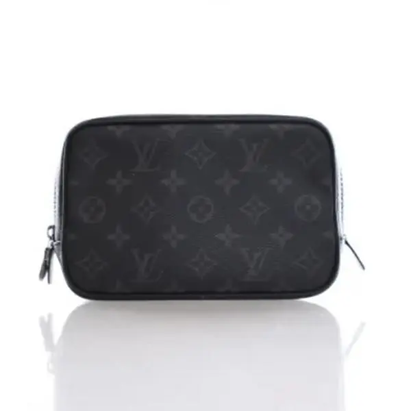 Pre-owned Louis Vuitton Coated Canvas Toiletry Bags Monogram Eclipse Toiletry bag with Gunmetal Hardware
