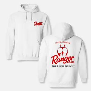 Ranger Boats White Graphic Hoodie | Boating Lifestyle Apparel | Soft Cotton Blend Hoodie for Men & Women