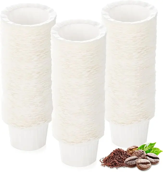 300-Pack Unbleached Paper Coffee Filters for Reusable Single-Serve Pods, Fits All Single-Serve Brewers, Easy Cleanup, Sediment-Free Filtration