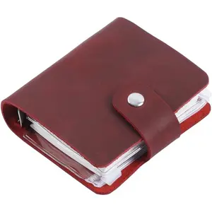 A9  Journal, Red  Leather Pocket Size Binder Planner, Mini  Leather Planner, 120 Sheets Pages, Loose Leaf 3-Ring with Snap Button Closure (Red)