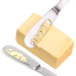 Freezing Cold Hard Butter Spreader Knife Curler with Support Stand without messy. Stainless Steel Sharp beveled edge for Cold Hard Butter Curl Your Butter with Ease Kitchen Gadgets and Tools