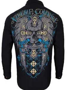 Xtreme Couture by Affliction Men's Button Down Woven Shirt Thor Black Cotton Menswear