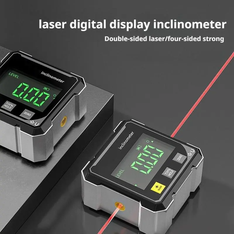 Digital Inclinometer Magnetic Angle Finder with Dual Laser Guide 360° Attachment Rechargeable for Woodworking Construction Machinery