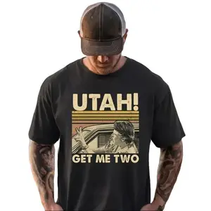 Utah Get Me Two Vintage T-Shirt, Retro quote design, classic college fan apparel, for Men & Women, 100% Cotton Fabric Menswear Novelty Graphic T Shirt funny tshirt Undershirts Tees Casual Streetwear Classic Plain Men's Women Cotton Moisture Wicking Short