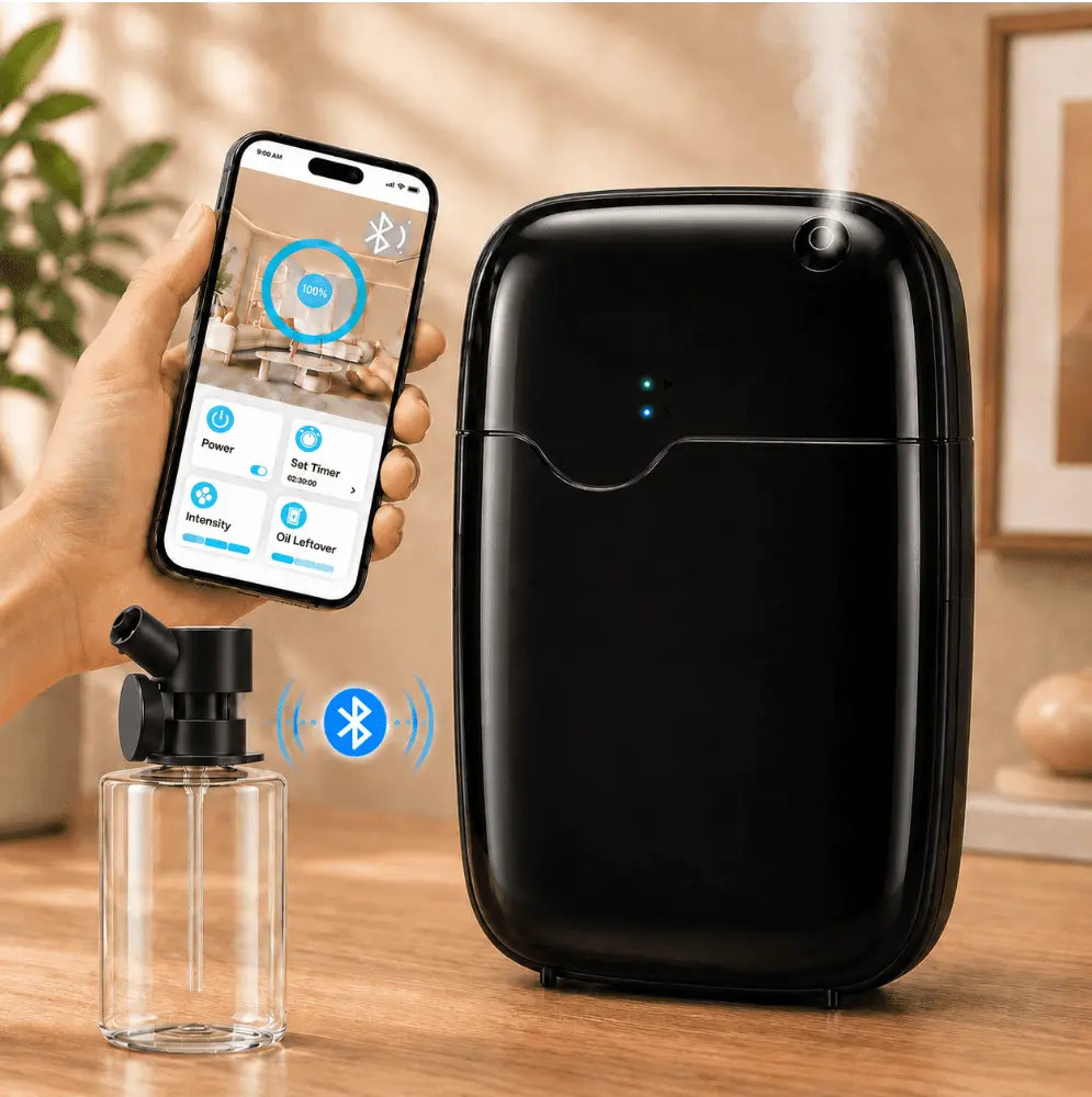 XEITIN Waterless Essential Oil Diffuser - Whole-Home Scent, Cold Air Diffuser Up to 3000sq.ft for Large Home Office Hotel Spa, Adjustable Intensity & Time, App+Panel Control, Quiet Wall Amount, 400ml