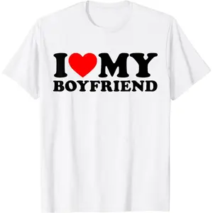 100% Cotton I Love My Boyfriend Shirt I Heart My Boyfriend Shirt BF T-Shirt men and women