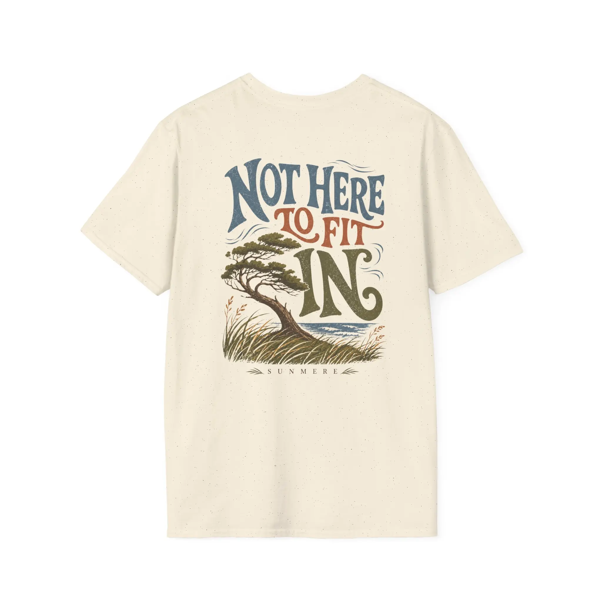 Men's 100% Cotton Short-Sleeve Graphic Tee, "Not Here to Fit In" Print, Sunmere Daydream Collection Unisex Casual Top