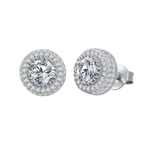 1 Pair Hip Hop Wedding  Zircon Stud Earrings,Sparkling,Unisex,Daily Accessories And Women's Jewelry