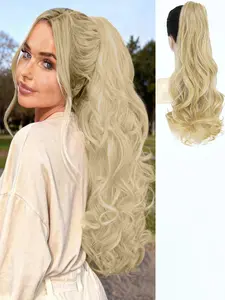 KAIRIYA 24-Inch Long Wave Ponytail Set – Fluffy Claw Clip Wavy Synthetic Hairpiece for Women, Natural Look, Ideal for Festivals, Parties & Everyday Styling