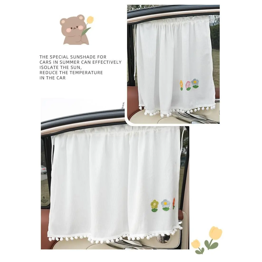 Car sunshade curtain for summer, fresh floral design, car sunshade curtain, interior sun protection and privacy curtain Car sunshade curtain for summer, fresh floral design, car sunshade curtain, interior sun protection and privacy curtain