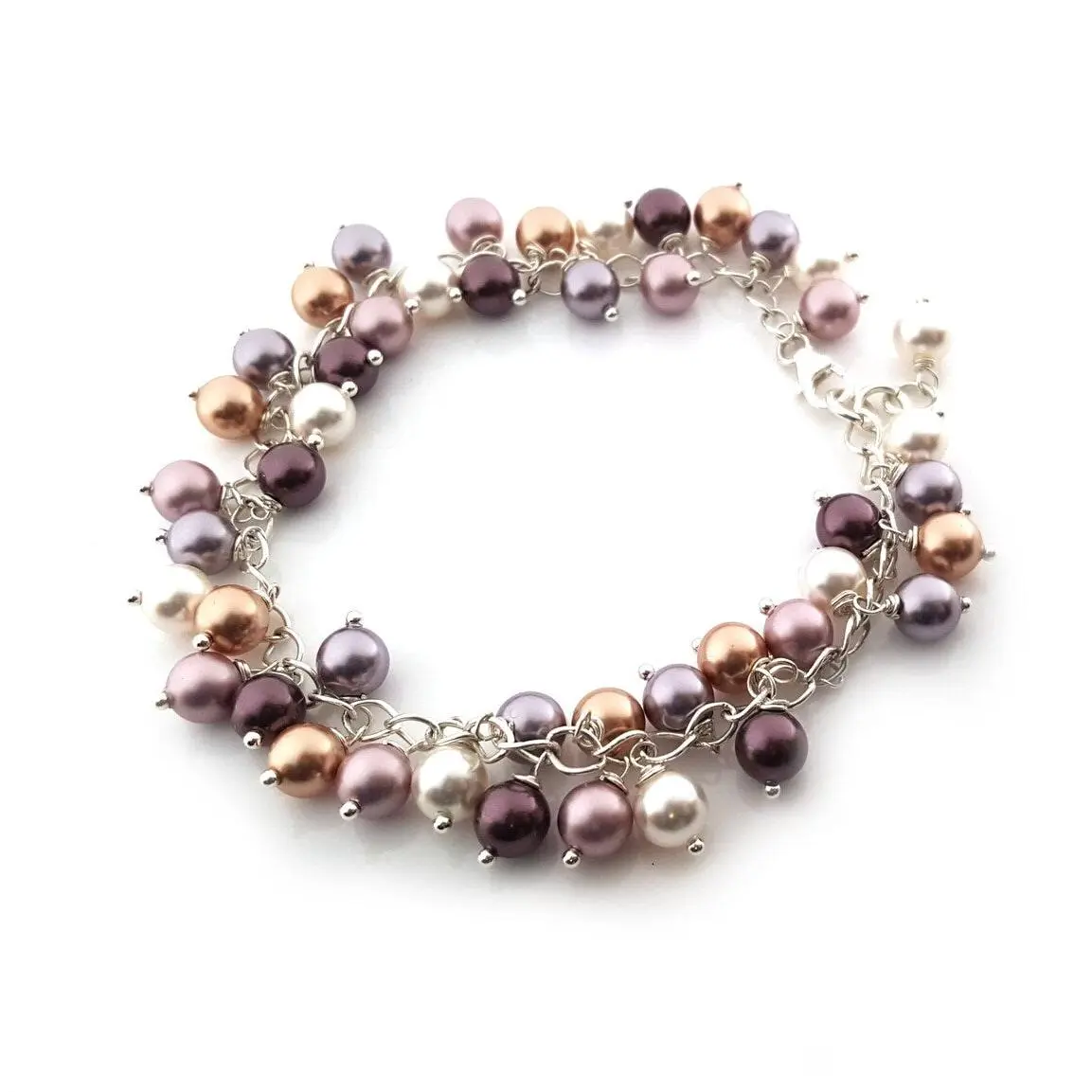 Swarovski Crystal Glass Pearl Cluster Romantic Bracelet