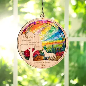 Horse Memorial Suncatcher Ornament, Personalized Sympathy Gift for Horse Lovers, Window Hanging Keepsake for Pet Loss SUN HORSE 09