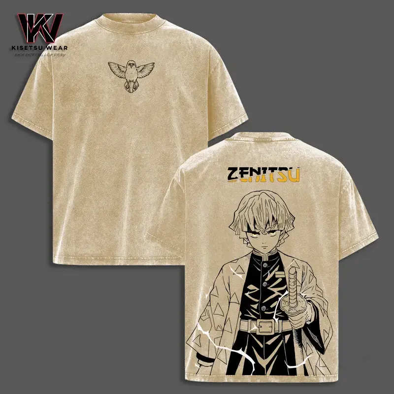 Zenitsu Shirt – Demon Slayer Anime Oversized Vintage Graphic Tee Streetwear Gift for Anime Fans Infinity Castle Arc Merch