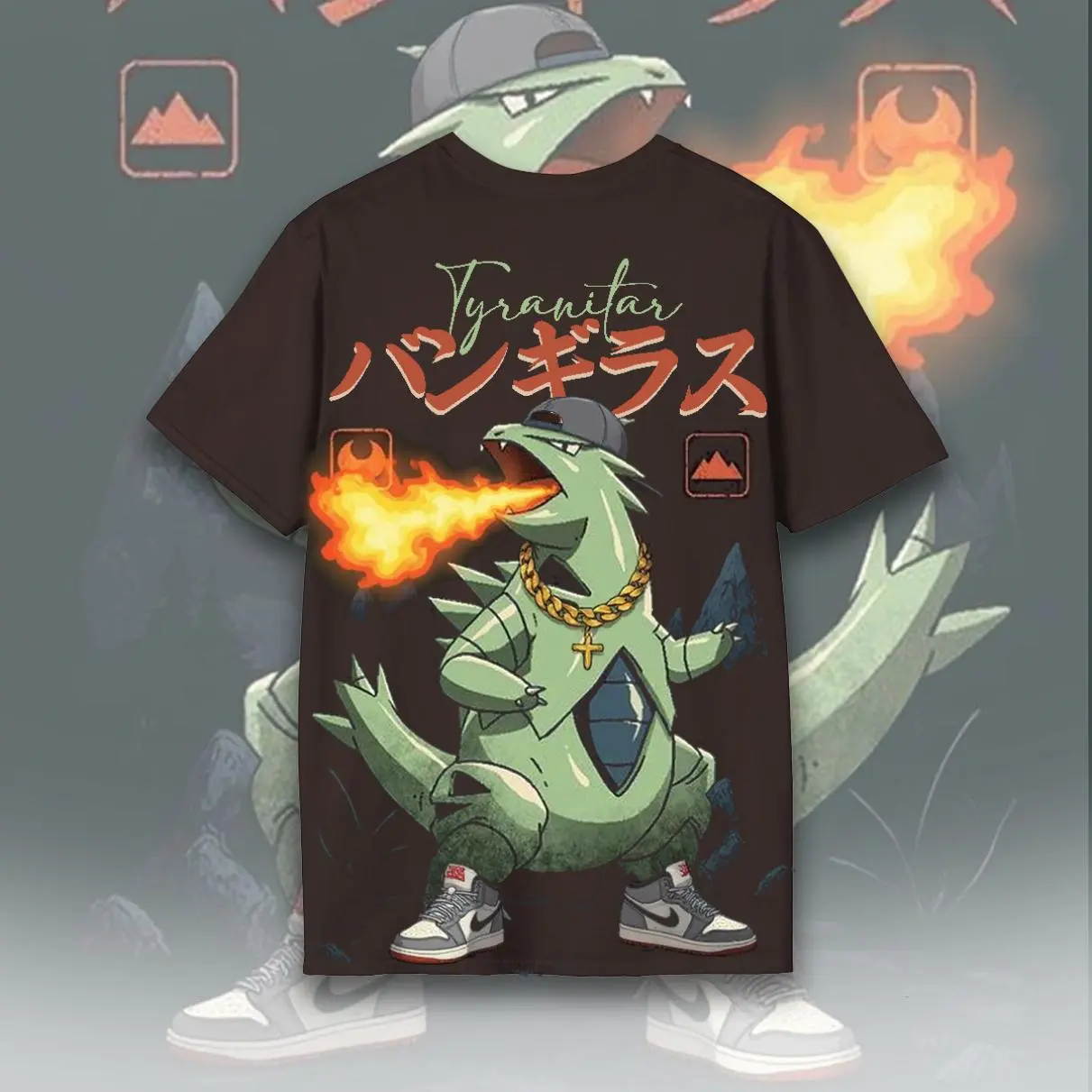 Tyranitar Attack Vintage Tee, Gyarados T-Shirt, Graphic Tees, Unisex Anime Shirt, Menswear Womenswear Streetwear