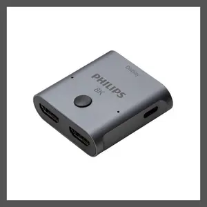 Philips 8K HDMI Switch Ready LED Indicators Silver 2-Port