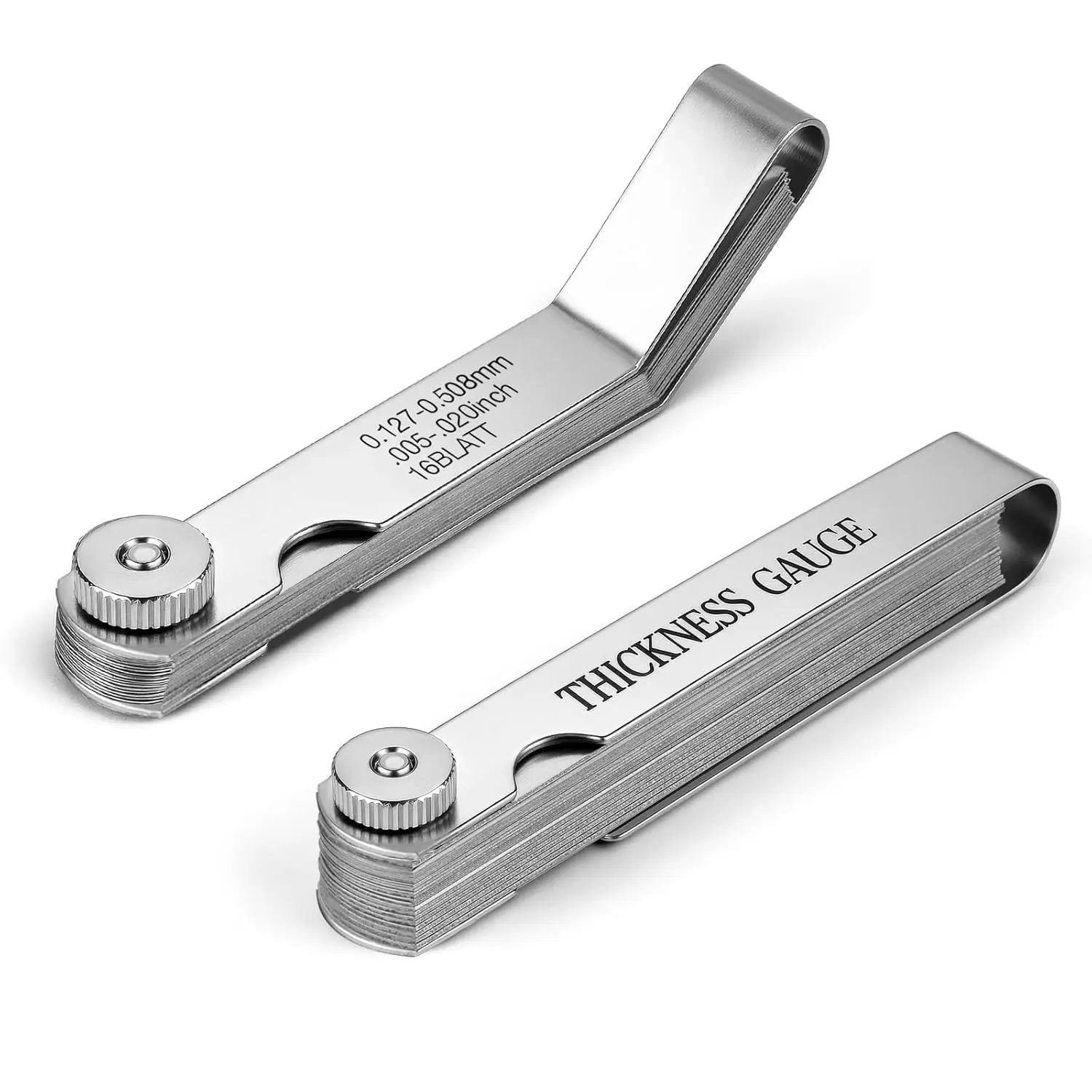 2 count Feeler Gauges Set Stainless Steel, 32 Straight & 16 Angled ,  Marked SAE/Metric  Range Spark Plug Gap Tool, Filler Gauges Kit for Valves, Automotive, , Guitar