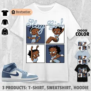 Mid Diffused Blue Grey Unisex T-Shirt, Slay Girl Tees, Shirt In Light Blue To Match Sneaker, Gift for Him or Her